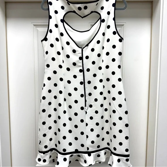 Betsey Johnson Black and White Polka Dot Dress with Heart Cutout Back - Picture 3 of 11